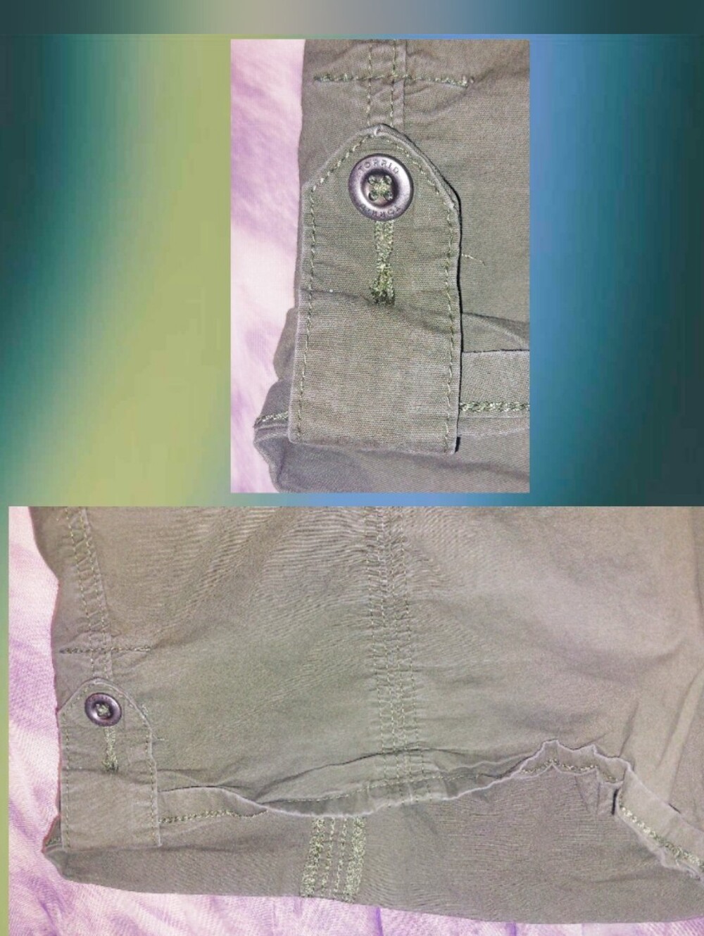 Torrid brand Olive Green Bermuda Stretch Poplin Mid-Rise Shorts Sz 26|4X - Picture 7 of 11